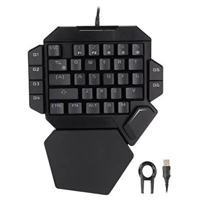 Immagine di Tastiera da Gioco a Una Mano, Meccanica K50 Cablata Retroilluminata RGB 35 Tasti Mini Portatile 6 Programmabili per 2000/XP/ME/7/8/10,