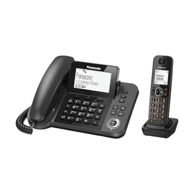Immagine di Panasonic KX TGF310EXM Telefono Digitale Cordless/con Filo, Base e Ricevitore Singolo, Vivavoce, Display LCD Inclinabile, Blocco Chiamate Indesiderate, Alimentazione di Emergenza, Sicurezza DECT, Nero