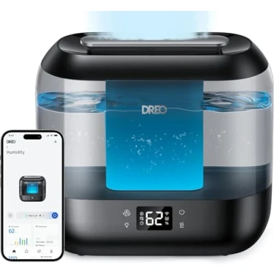 Immagine di Dreo Umidificatore Smart per la Camera da Letto, Riempimento Superiore 4L con Nebbia Fredda e Diffusore di Olio Luce Notturna, Autonomia 32 ore, Umidificatori Silenziosi Casa, Ufficio