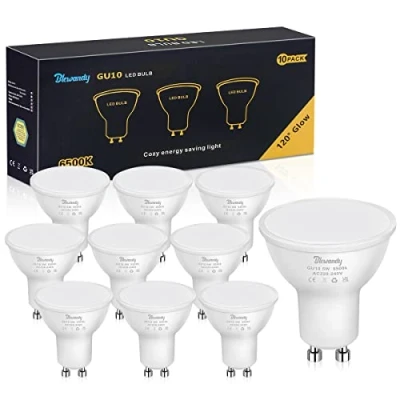 Immagine di Blewandy Lampadine LED GU10 Luce Fredda, 5W Lampadina Equivalenti a 40W, 6500K Bianca Fredda 450 Lumen, Angolo del Fascio di 120, Faretti Non Dimmerabile, ​Pacco da 10