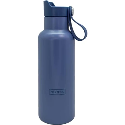 Immagine di NERTHUS FIH 1264 Bottiglia Sport CLICK &amp; DRINK! a Doppia Parete da 500 ml con Tappo Scatto, Idratazione e Stile in un Design Premium Blu Navy