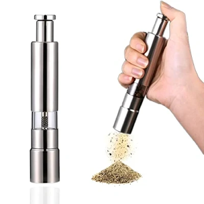 Immagine di 2 In 1 Acciaio Inox Pepe Sale Marino Macinacaffè Ergonomico Manuale Regolabile Per Spezie Campeggio Cucina Casalinga Confezionato Singolarmente
