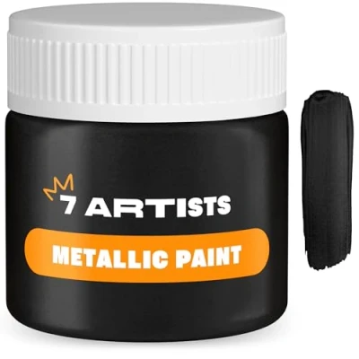 Immagine di 7 Artists Acrilico Nero Metallico 50 ml Colore Tempera Nera Colori Acrilici Metallizzati Acrylic Paint Metallic Metallici per Dipingere