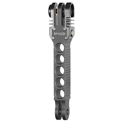 Immagine di iSHOXS 2C ProFork Xtension L Support de bras d&#039;extension pour GoPro Hero 12 11 10 9 8 DJI Osmo Insta360 Akaso Aluminium robuste Compatible avec l&#039;adaptateur 1/4&quot; pouces 88 mm