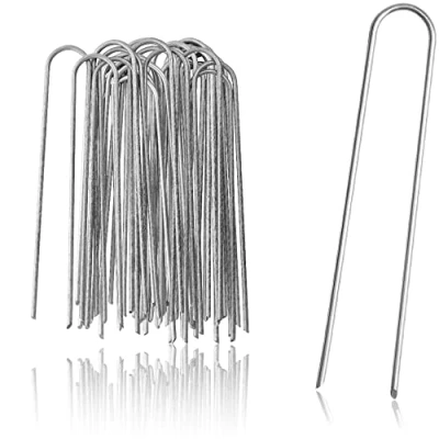 Immagine di com four® 25x ancoraggi a Terra in Acciaio Rivestito robusti picchetti per Il Fissaggio di Pile e pellicole Erbacce Giardino Campeggio (025 Pezzi 200x25x3,8 mm)