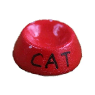 Immagine di Miniatura Per Casa Delle Bambole 1:12 Scala Animale Domestico Accessorio Rossi Cibo Gatti Ciotola Acqua Piatto
