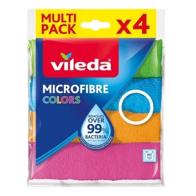 Immagine di Vileda Microfaser Colors Set di 4 Panni in Microfibra per Pulire, Poliestere, Multi, Unité (Lot de 1), unità
