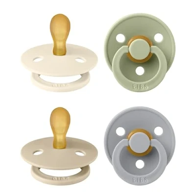 Immagine di BIBS Colour Symmetrical, Set di 4 ciucci, succhietto senza BPA, Tettarella simmetrica. Lattice gomma naturale, Prodotto in Danimarca. 0 6 mesi (set da 4), Cloud Mix