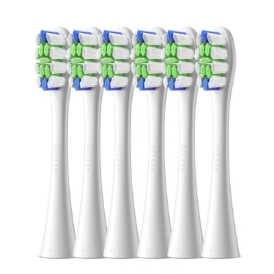 Immagine di Oclean Testine di Ricambio Professional Clean W06, Adpt per tutte le spazzole elettriche oceaniche adulti, Setole DuPont ™ certificate dalla FDA, Testa a pennello forma W, 6 Pezzi, Bianco