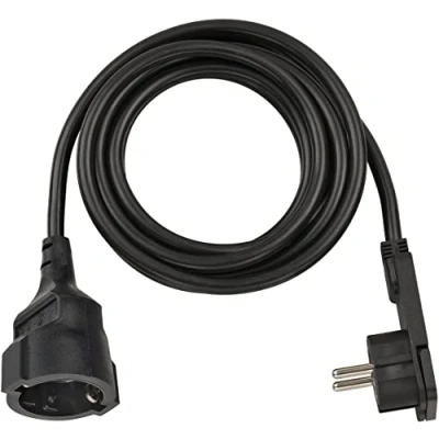 Immagine di Brennenstuhl, Cavi di prolunga corti con spina piatta angolata 3m H05VV F3G1,5 nero