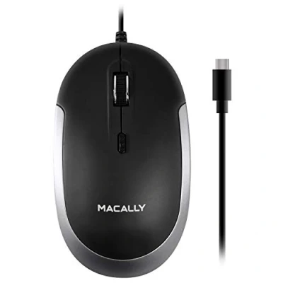 Immagine di MacAlly UCDYNAMOUSE SG Mouse ottico silenzioso USB C con 2 pulsanti, rotella di scorrimento e pulsante DPI per Mac PC porta C, nero grigio siderale