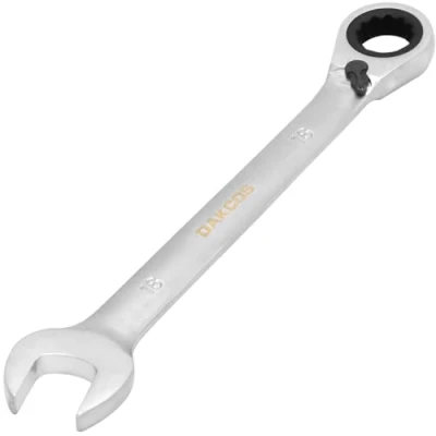 Immagine di DAKCOS Reversibili chiave combinata a cricchetto 18 mm metrica in CR V con finitura cromata opaca
