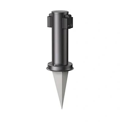 Immagine di ledscom.de Colonna di presa da giardino PORU con picchetto terra per esterno, 2 volte, acciaio inossidabile, nero, rotondo, 27cm