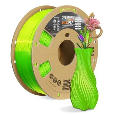 Immagine di OVERTURE Seta PLA Filamento 1.75mm, 1kg Bobina(2.2lbs), Precisione Dimensionale +/ 0.03 mm, per Stampante 3D (Seta Verde Neon)