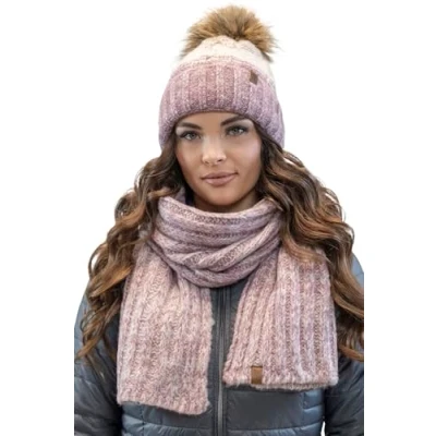 Immagine di Vivisence Set Invernale Elegante Donna Cappello con PON E Sciarpa Coordinata Foderato in Morbido Pile Caldo Antistatico Ideale per Le Giornate Fredde, Rosa,Taglia Unica