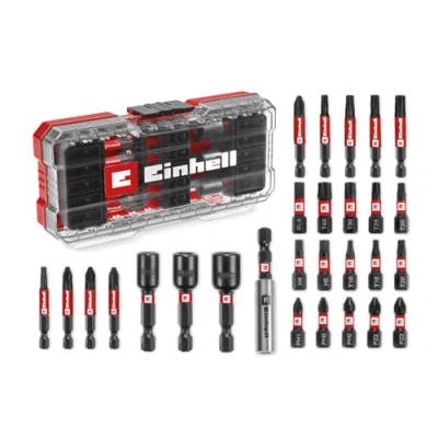 Immagine di Set di punte originali Einhell S CASE da 28 pezzi resistenti agli urti (punte 25 mm, 50 portapunte 60 bussole con scatola custodia)