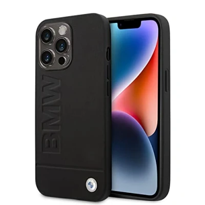 Immagine di CG MOBILE BMW Custodia per iPhone 14 Pro Max, in fibra di carbonio con fondo orizzontale, colore: Nero