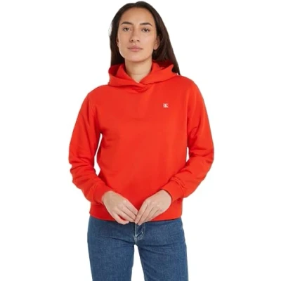 Immagine di Calvin Klein Jeans Badge Regular Hoodie Felpa, Donna, Taglia: Small, Fiery red