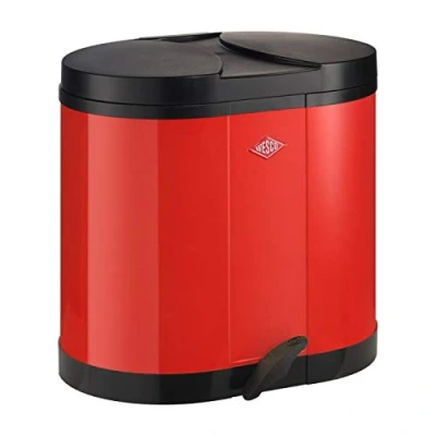 Immagine di Wesco 170 611 02 Portarifiuti per Raccolta differenziata con 2 Scomparti da 15 Litri, Colore: Rosso