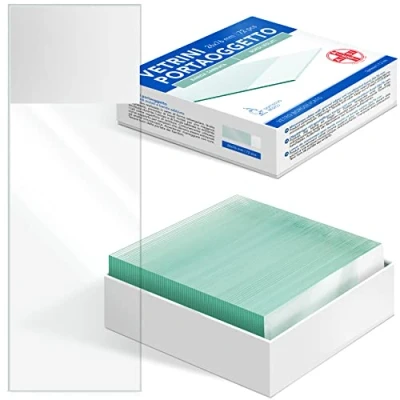 Immagine di AIESI® Vetrini per microscopio portaoggetto con bordi molati e banda sabbiata su entrambi i lati dimensioni 26x76 mm (Confezione da 72 pezzi)