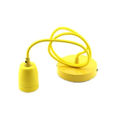 Immagine di TECNOLUX EURO Portalampada in ceramica, lampada scamosciata colorata con cavo regolabile 1 mm per attacco E27 Giallo