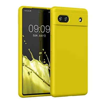 Immagine di kwmobile Cover per Google Pixel 6a Custodia Back Case Smartphone in Silicone TPU Protezione Gommata giallo radiante