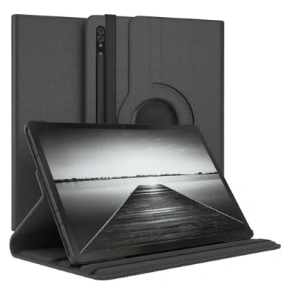 Immagine di EAZY Case Custodia per tablet Samsung Galaxy Tab S8 Cover protettiva 11 pollici Smart Rotation stare in piedi Flip 360 girevole con funzione di supporto, similpelle Nero