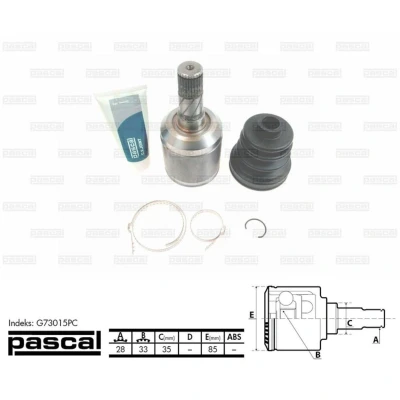 Immagine di PASCAL G73015PC Kit Giunto Omocinetico sul lato del cambio, Assale anteriore Sx MAZDA: 6 SW