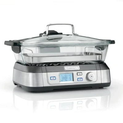 Immagine di Cuisinart Cookfresh Professional Glass Food Steamer 1L d&#039;acqua, senza BPA, vassoio per la cottura a vapore, 2 contenitori versatili Display digitale Funzioni Riscalda, Mantieni caldo, Pausa