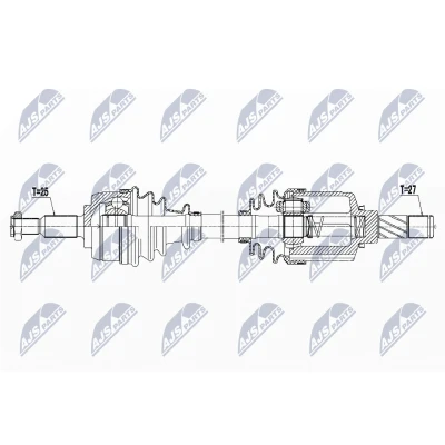 Immagine di NTY NPW RE 066 Albero motore / Semiasse Assale anteriore, anteriore Sx Cambio manuale, Trasmissione automatica, manuale a 6 marce