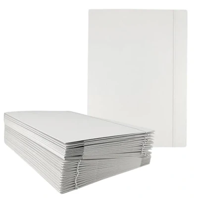 Immagine di D.RECT Cartellina portadocumenti in cartone, 25 pezzi, con elastico, per DIN A4, 3 alette da 300 g, colore bianco, 110596