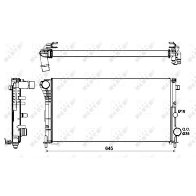 Immagine di NRF 58185 Radiatore motore Alluminio 580 322 34 Alette di raffreddamento montate meccanicamente FIAT: Panda II Hatchback