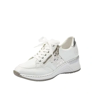 Immagine di Rieker Frühjahr/Sommer N4322, Scarpe da Ginnastica Basse Donna, Bianco (Weiss/Weiss Silber/Argento/80 80), 40 EU