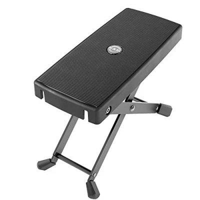 Immagine di K&amp;M 14670 Poggia piedi nero regolabile in 6 posizioni con largo supporto altezza da 119 a 264 mm acciaio