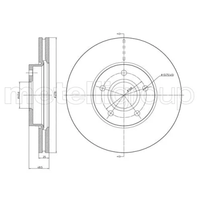 Immagine di metelligroup 23 0685C Disco Freno Verniciato, Kit Composto da 2 Dischi Freno, Pezzo di Ricambio per Auto/Automobile, Certificato ECE R90