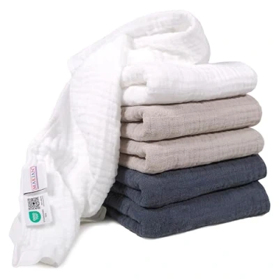 Immagine di Makian Mussole Neonato 80x80cm Cotone 100% Teli in Mussola Qualità Premium Conf. da 6, Testati OEKO TEX® Standard 100 Grafite, Grigio, Bianco