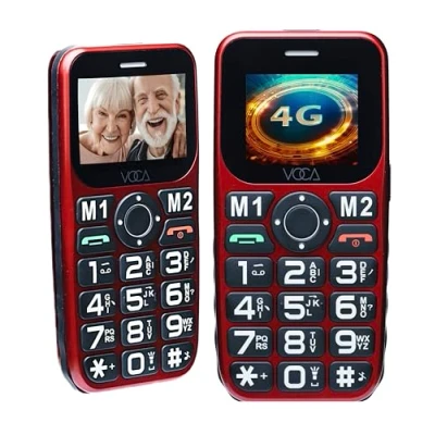 Immagine di VOCA Telefono Big Button 4G per anziani LTE sbloccato Volume amplificato Pulsante SOS Chiamata rapida Numero grande sul display Lunga durata V141 (rosso)