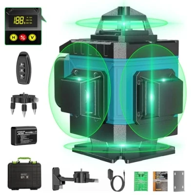 Immagine di Livella Laser Autolivellante 16 Linee, 4 x 360 Livello Blu, 2 Batterie, Autolivellante, Supporto rotante, Telecomando Cabina di rilevamento