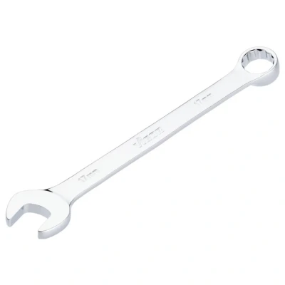 Immagine di Vigor Chiave combinata ad anello V7740 17, SW 17 mm, modello lungo, gomito a 15, profilo esagonale esterno e doppio esagono, cromata lucida