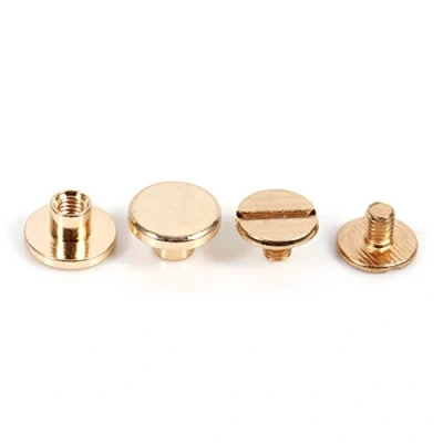 Immagine di 10 set di tenditori in ottone massiccio da 5 mm dorati con viti per cinghie rivettate
