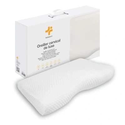 Immagine di Inphysio® Cuscino Ergonomico Cervicale di Lusso Ortopedico Memory Foam per Cervicali Dolenti Ipoallergenico 2 Federe 60 x 35 12/7 cm