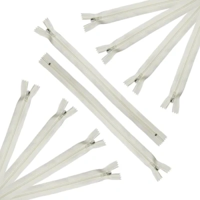 Immagine di Trimz Cerniera a Senso Unico con Denti da 4 mm, 60 cm, Color Crema, 10 Pezzi, Poliestere, unità