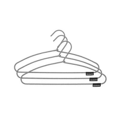 Immagine di Brabantia Grucce Rivestimento in Tessuto Antiscivolo Appendiabiti Accessorio per Guardaroba Soft Touch Attaccapanni Essenziale Set di 3 Black/White 21.5 x 41.5 1.3 cm