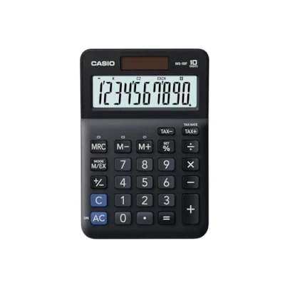 Immagine di Casio MS 10F Calcolatrice da tavolo Nero Display (cifre): 10 A batteria, energia solare (L x P) 101 148.5 27.6 mm