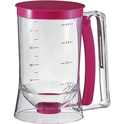 Immagine di PIQIUQIU Distributore di pasta per torte, con coperchio e scala, strumento fai da te, fare pancake, muffin, waffle, 900 ml