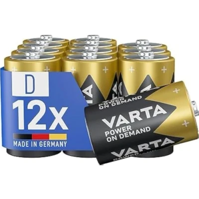 Immagine di VARTA BatterieD Mono, confezione da 12, pile Power on Demand, Alcaline, pacco di stoccaggio, flessibili, potenti, per accessori computer, Smart Home, Made in Germany [Esclusivo su Amazon]