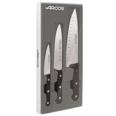 Immagine di Arcos Serie Universal, Set di coltelli da cucina 3 pezzi, cucina, Lama in acciaio inossidabile NITRUM, Manico poliossimetilene, Colore POM Nero