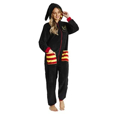 Immagine di Harry Potter Pigiama Intero Donna, Pigiamone in Pile Unisex S XL, Merchandise Ufficiale, Regalo Originale (Nero, XL)