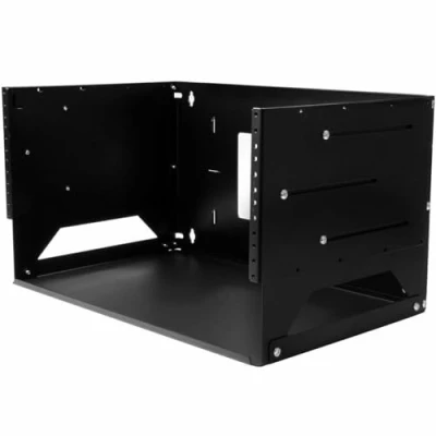 Immagine di StarTech.com Armadio rack 19&quot; 4U a telaio aperto 19 pollici con 2 montanti regolabili in profondita da 30.48 45.72 cm Mensola incorporata portata 34 Kg Acciao Nero (WALLSHELF4U)