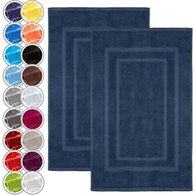 Immagine di NatureMark Confezione da 2 tappetini bagno e doccia, in 100% cotone, 50 x 80 cm, di colore blu navy
